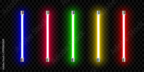 Colorful Neon LED Tubes and Glowing Light Stripes
