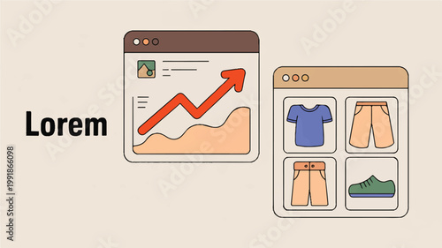 Online shopping and graph analysis on computer screens  e commerce and data visualization