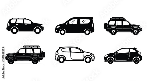 Minimalist Silhouette Vehicle Icons Pack for Automotive UI Design