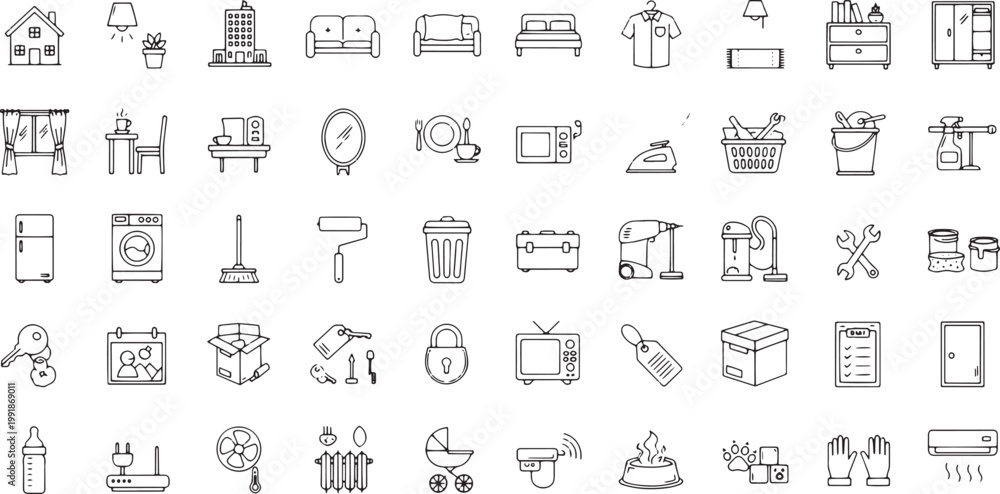 Fototapeta premium Various line icons and symbols.