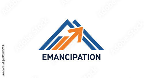 Emancipation Logo with Arrow Symbolizing Growth and Progress.