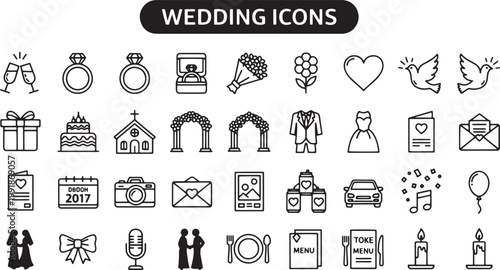 Wedding icons and symbols collection.