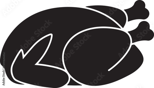 A stylized illustration of a roasted turkey with a festive appearance silhouette vector icon