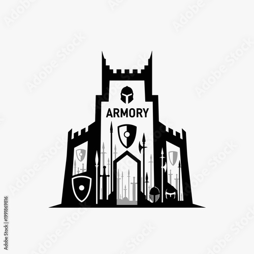 Medieval armor and weapons display.