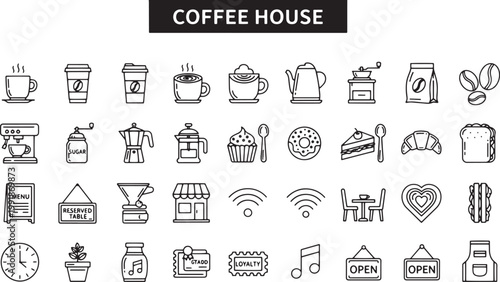 Coffee house icons and symbols.