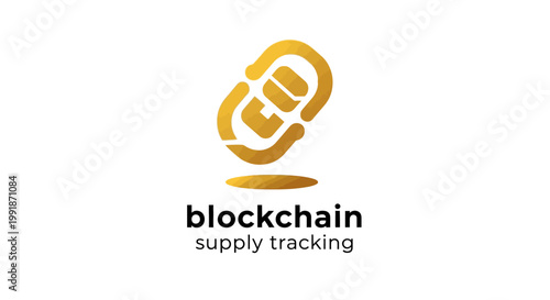 Golden Blockchain Logo Representing Digital Supply Tracking and Technology.