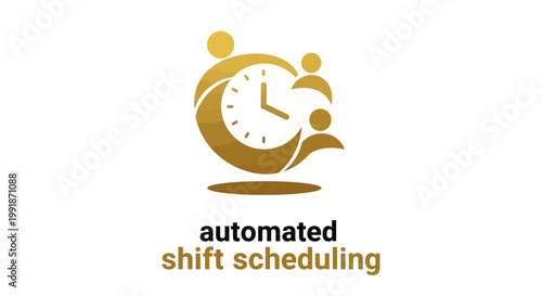 Golden Clock with People Symbolizing Automated Shift Scheduling.