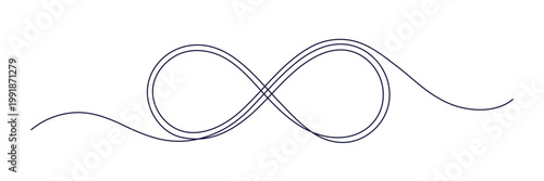 Continuous line sketch of eternal loop representing limitless connection. Wedding unity icon with mobius strip design. Elegant outline drawing for love concept. Vector editable stroke