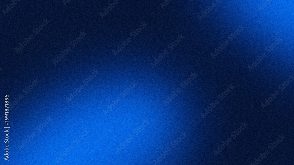 Obraz premium Abstract blue gradient background featuring a subtle grainy noise texture. This modern aesthetic design transitions from dark navy to bright royal blue