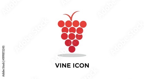 Graphic illustration of a vibrant red grape cluster icon on white background.