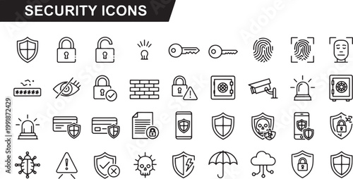 Security icons and symbols set.