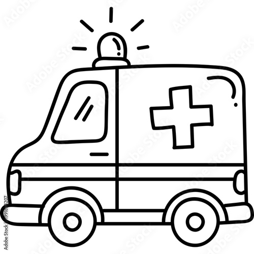 Hand Drawn Ambulance Doodle Icon