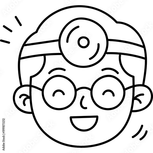 Friendly Doctor Icon Line Art