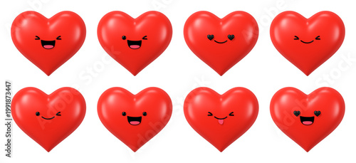 Fotografija Cute emotive red hearts design element set