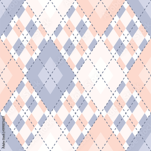 Classic argyle pattern with pink and blue for fabric print, wallpaper background, creative, seamless pattern, repeat pattern,  pastel color