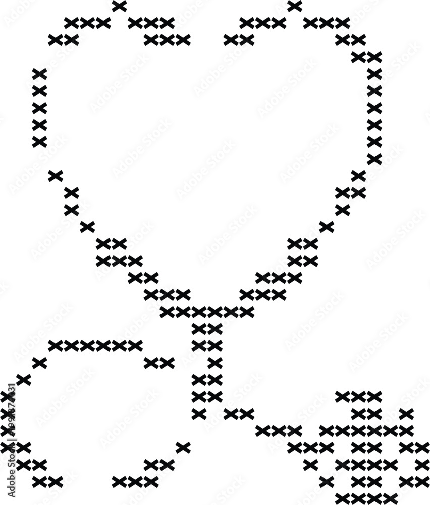 Fototapeta premium Stethoscope icon made of 'x' marks vector illustration sound wave stethoscope