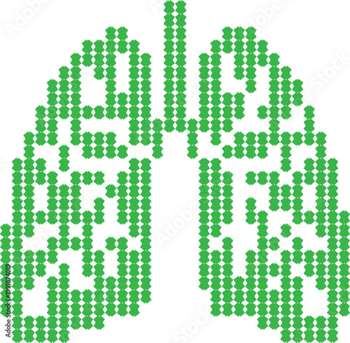 Green lungs graphic made of small circles vector illustration medical care