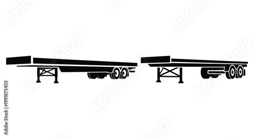 Minimalist Flatbed Trailer Vehicle Icons Pack for Logistics UI