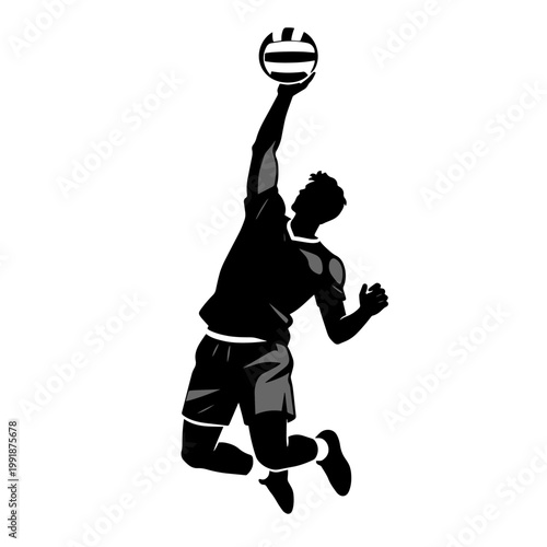 Volleyball Player Jumping Spike Silhouette Vector – Sport Action Illustration