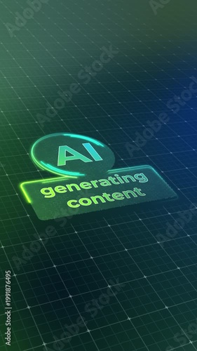 Vertical video animation of a generative AI user interface during the loading process, which generates content and features a lighting effect. Futuristic user interface in action, artificial intellige
