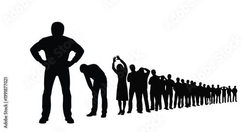 dissatisfied stressed people line up crowd