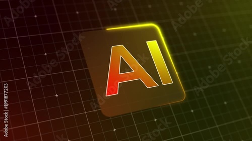 Video animation of a modern AI design icon with a glowing effect. Futuristic user interface in action, artificial intelligence system, advanced AI technology - Ideal for representing digital creativit