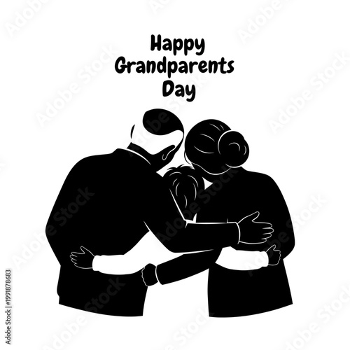 Elderly Couple Embrace Love Together.