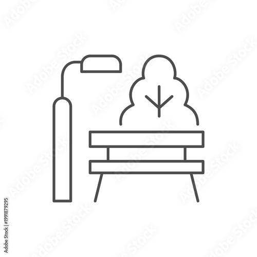 Bench in park line icon