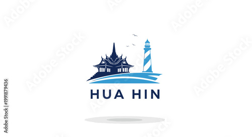 Hua Hin Thailand Logo - A Coastal Lighthouse and Temple Design.