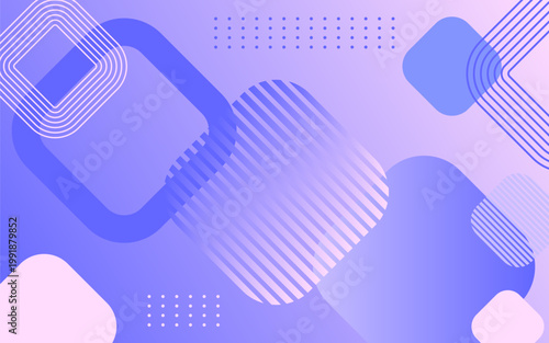 Abstract Geometric Shapes Background with Purple Gradient and Rounded Squares.