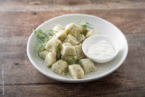 Gnocchi with herbs and sour cream