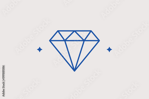 Brilliant cut diamond line icon for luxury goods and high-net-worth asset classes. Sparkling Vector Illustration for jewelry store websites and premium investment portfolios.