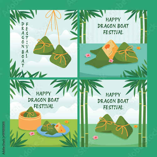 Fotografie Zongzi of dragon boat festival template set