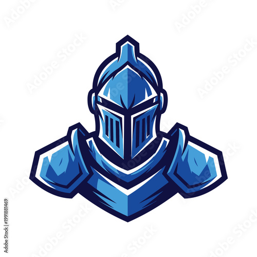 Blue knight armor head and shoulders.
