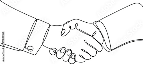 Two hands shaking with a briefcase and tie in between them