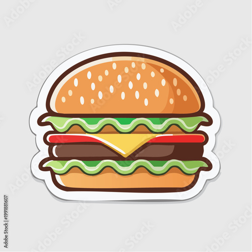 Illustration of a Cheeseburger with Sesame Seed Bun