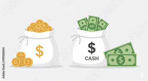 Ilustrasi Tabungan dan Uang Tunai Sederhana