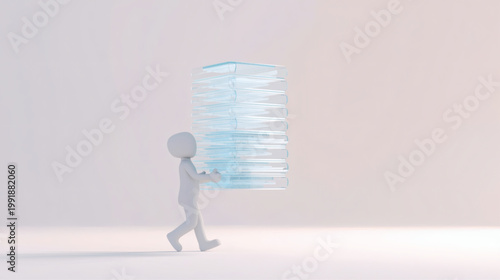 AI-Generated illustration of a person carrying a stack of books while others fade into the background, symbolizing invisible work, unnoticed effort, knowledge burden, and silent contribution