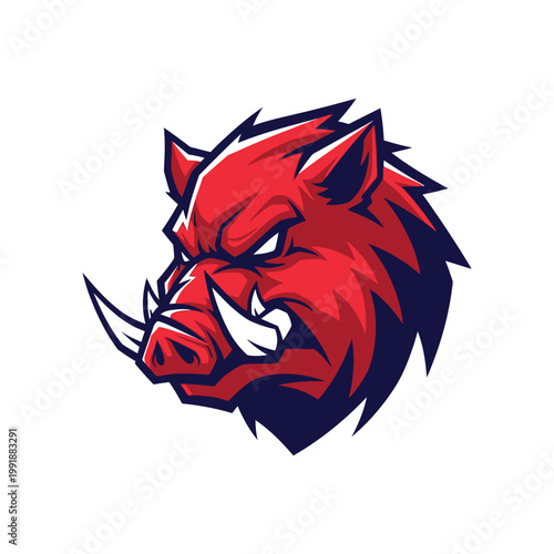 Red angry boar head logo.