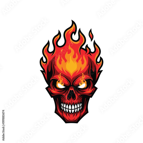 Flaming Skull with Glowing Eyes.
