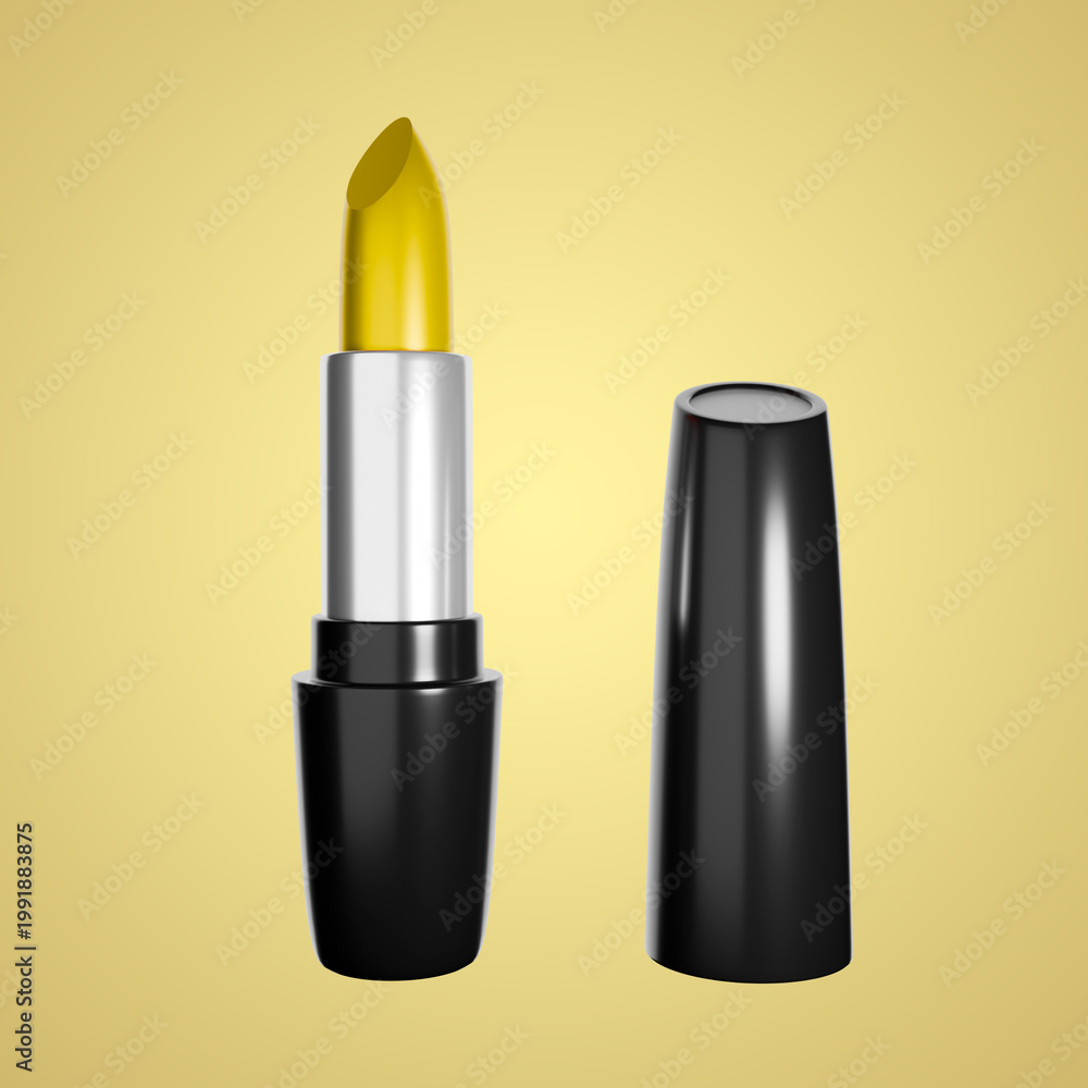 Obraz premium Yellow lipstick tube in a gold and yellow studio scene