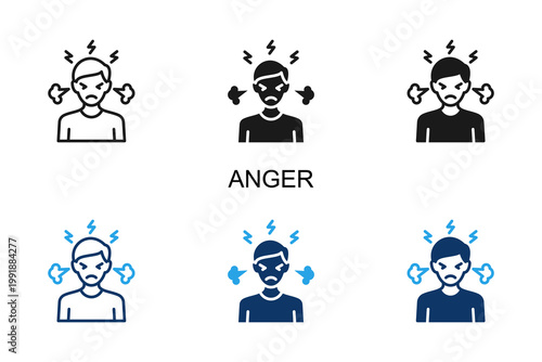 Anger Icon Multi Style Vector Illustration