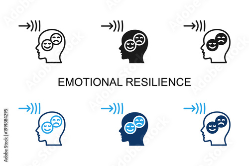 Emotional Resilience Icon Multi Style Vector Illustration