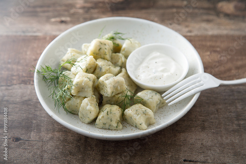 Gnocchi with herbs and sour cream