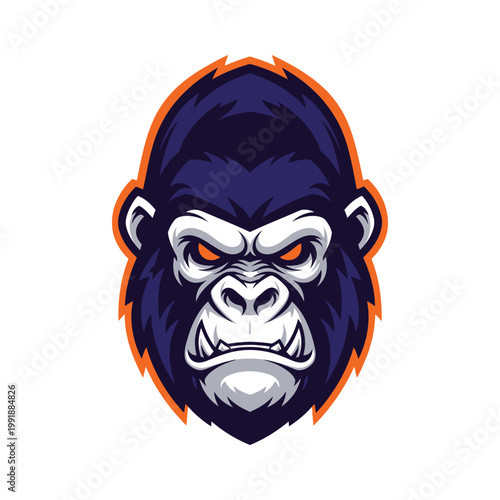 Illustration of an Angry Gorilla Head.