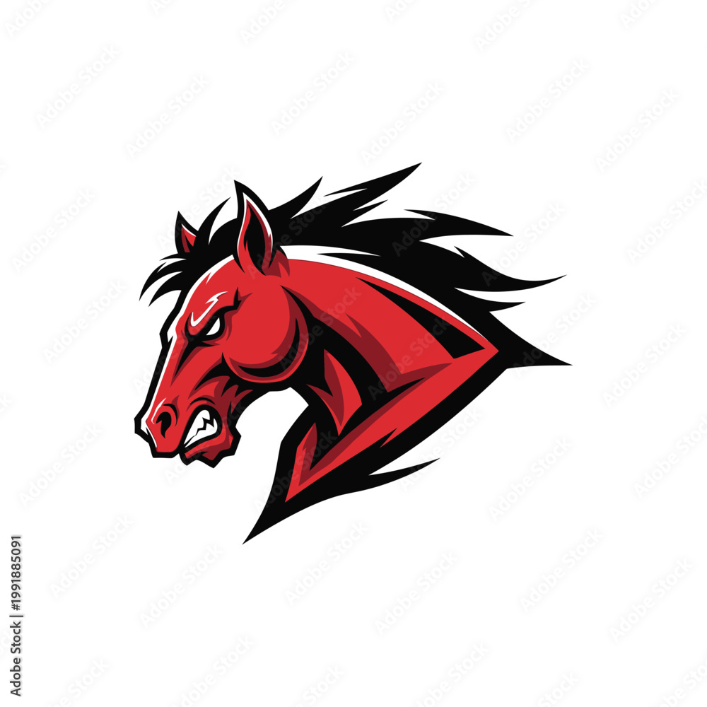 Fototapeta premium Red Horse Head Logo Illustration.