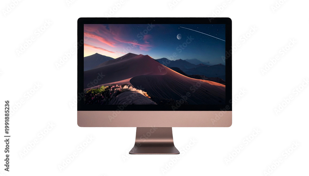 Fototapeta premium Ein schlanker, moderner Computer-Monitor als freigestelltes PNG mit transparentem Hintergrund.