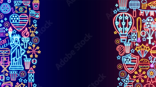 USA Icons Neon Banner