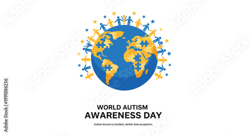 World Autism Awareness Day, autism awareness, blue and yellow puzzle pieces, global autism symbol, World Autism Day