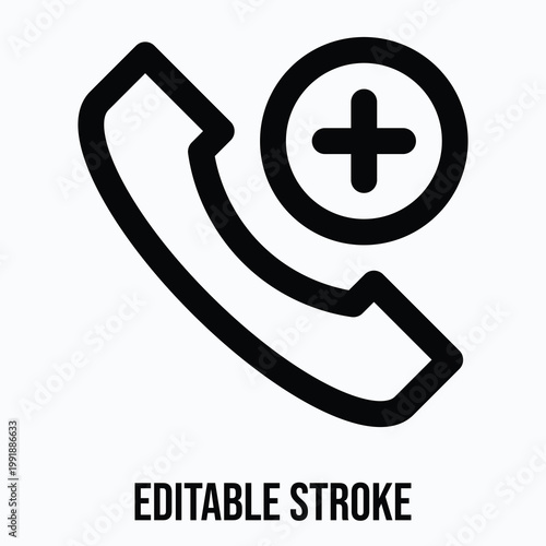 Emergency Call Vector Icon, Medical Related Icon, Isolated Lineal Vector Icon.